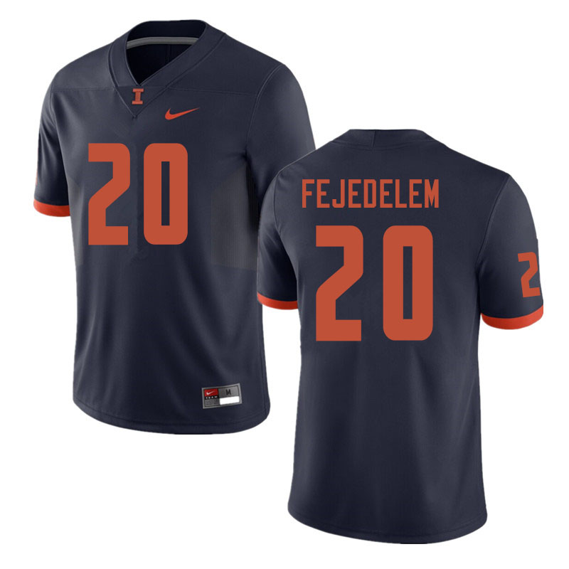 Men #20 Clayton Fejedelem Illinois Fighting Illini College Football Jerseys Sale-Navy